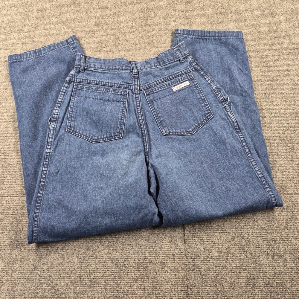 Vintage Calvin Klein High Waisted Pleated Tapered Jeans Medium Wash Blue Size 10 - Picture 7 of 9